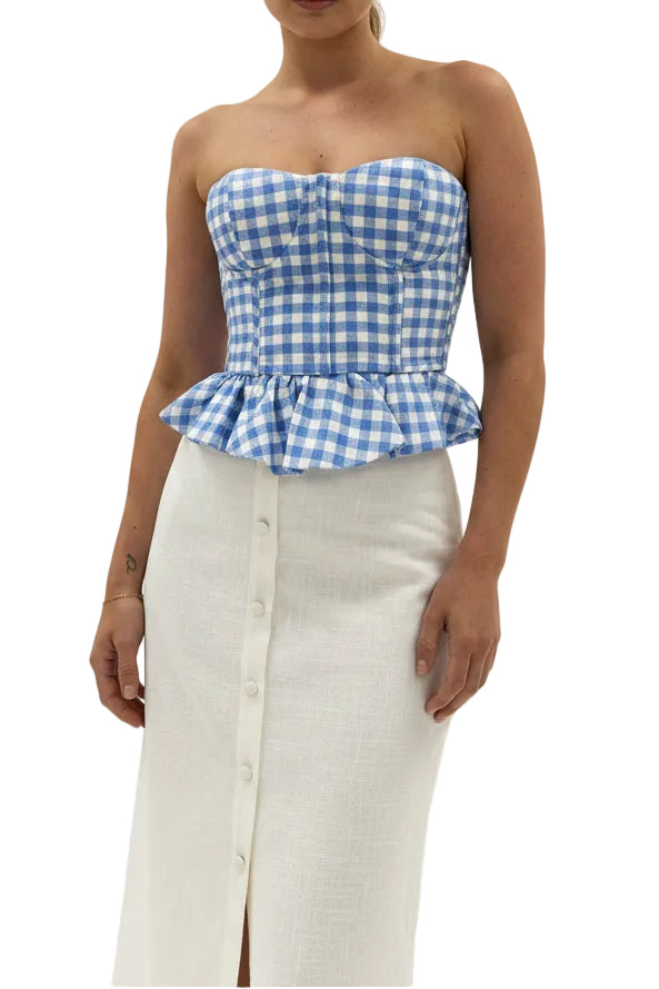 Noelle Ruffle Peplum Strapless Top – XO Clothing Company
