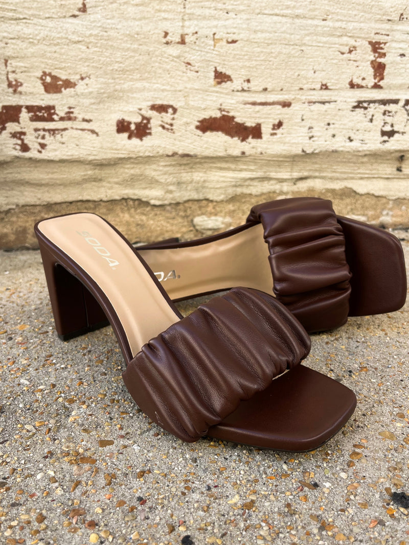 Ruched For Chocolate Heels