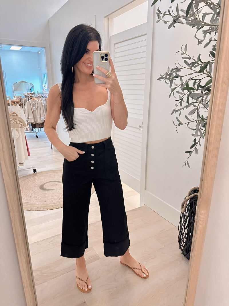 Weekend Plans Cuffed Black Denim