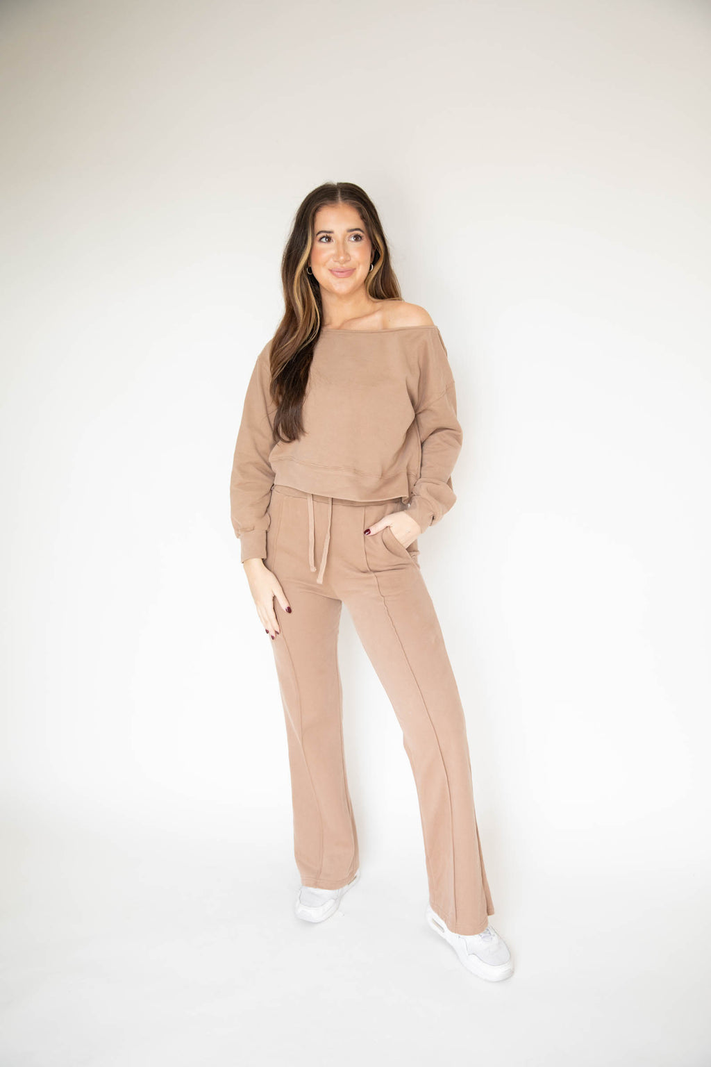 Missguided top and pants loungewear set in camel