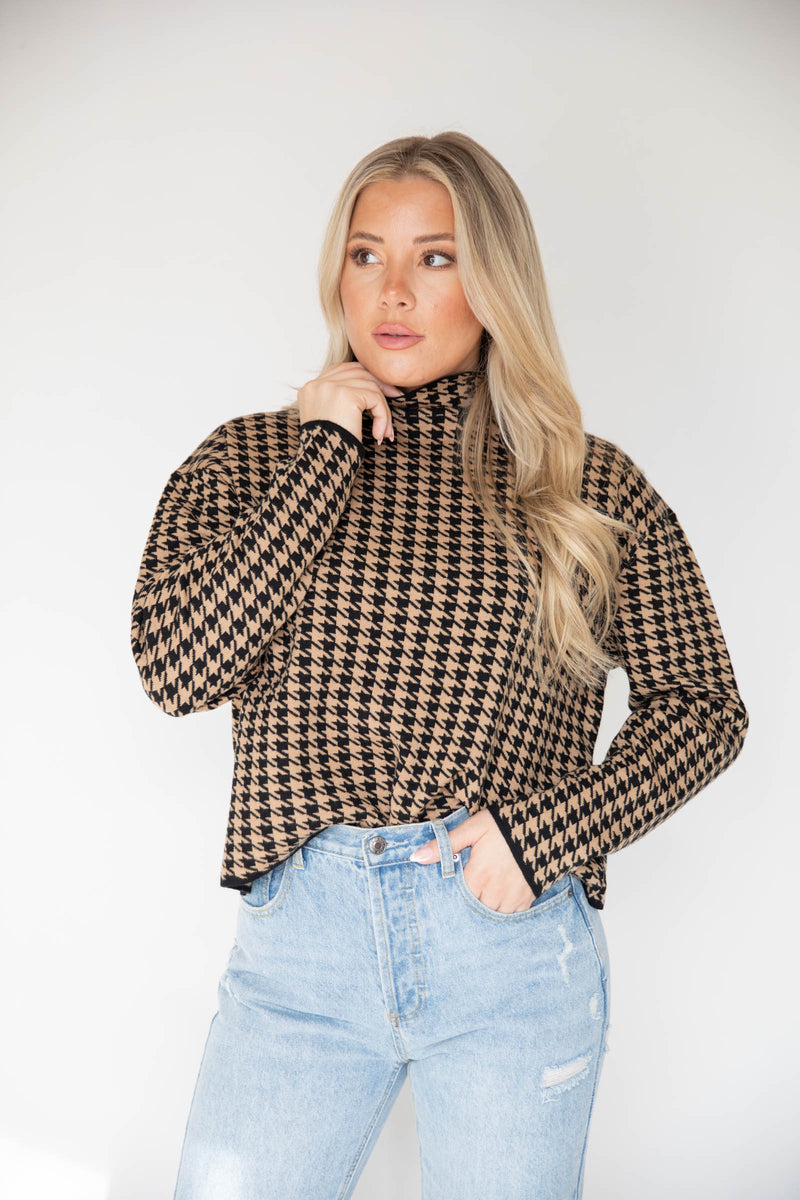 Houndstooth Sweater Top
