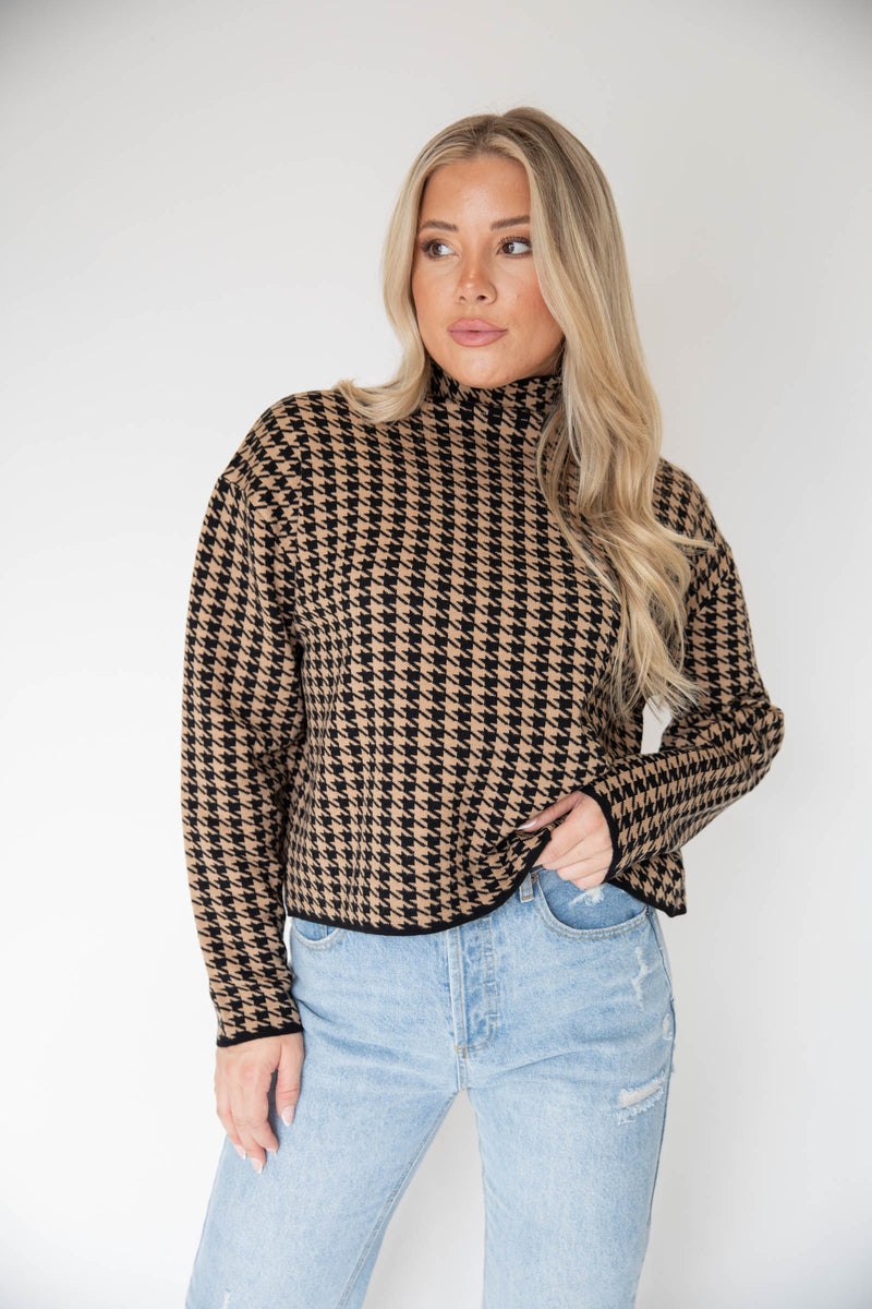 Houndstooth Sweater Top