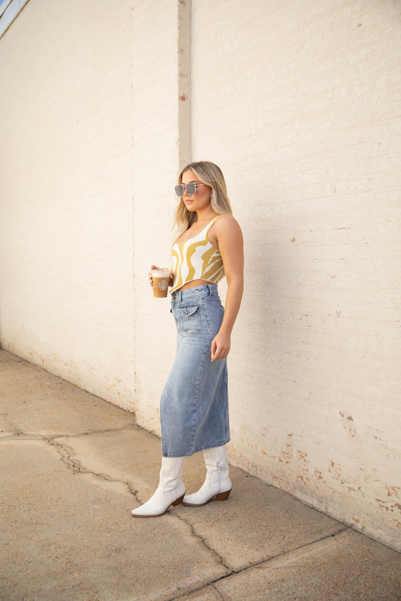 Forever Denim Midi Skirt