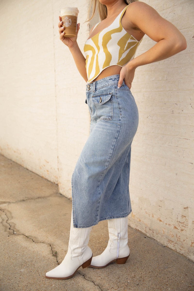 Forever Denim Midi Skirt