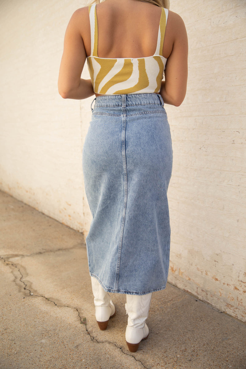 Forever Denim Midi Skirt