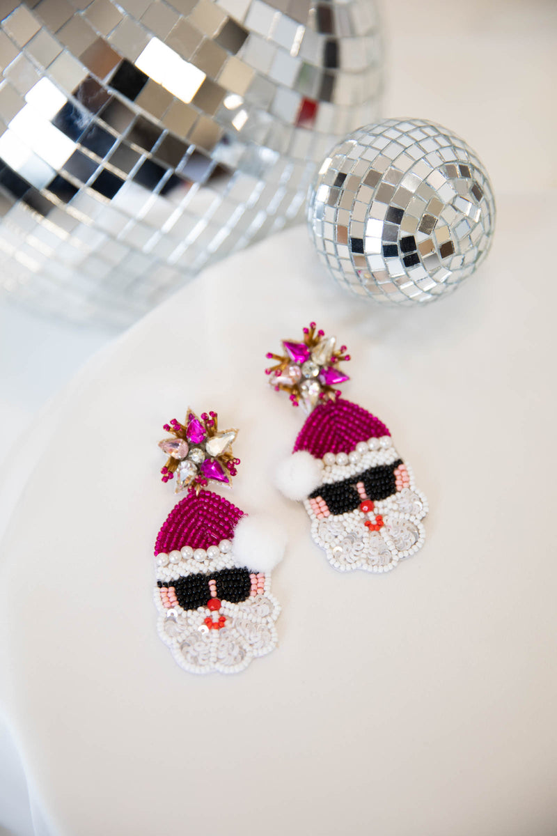 Pink Santa Earrings