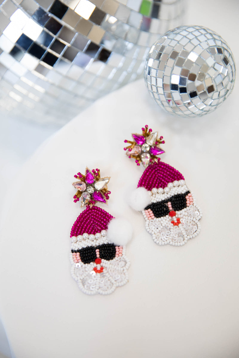 Pink Santa Earrings