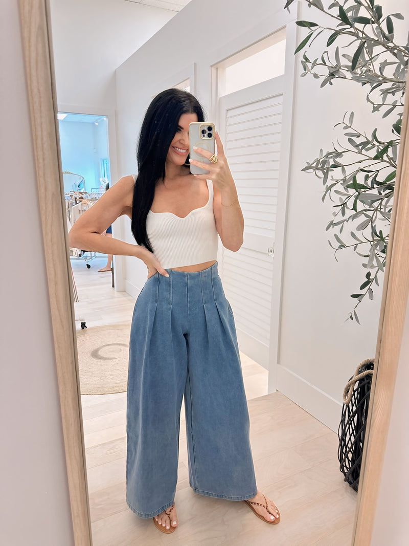 Charmed Moment Pleated Denim