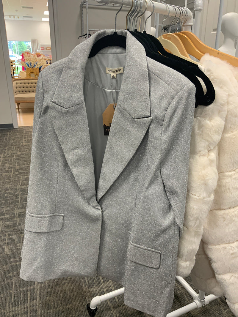 Easily Impressed Metallic Oversized Blazer