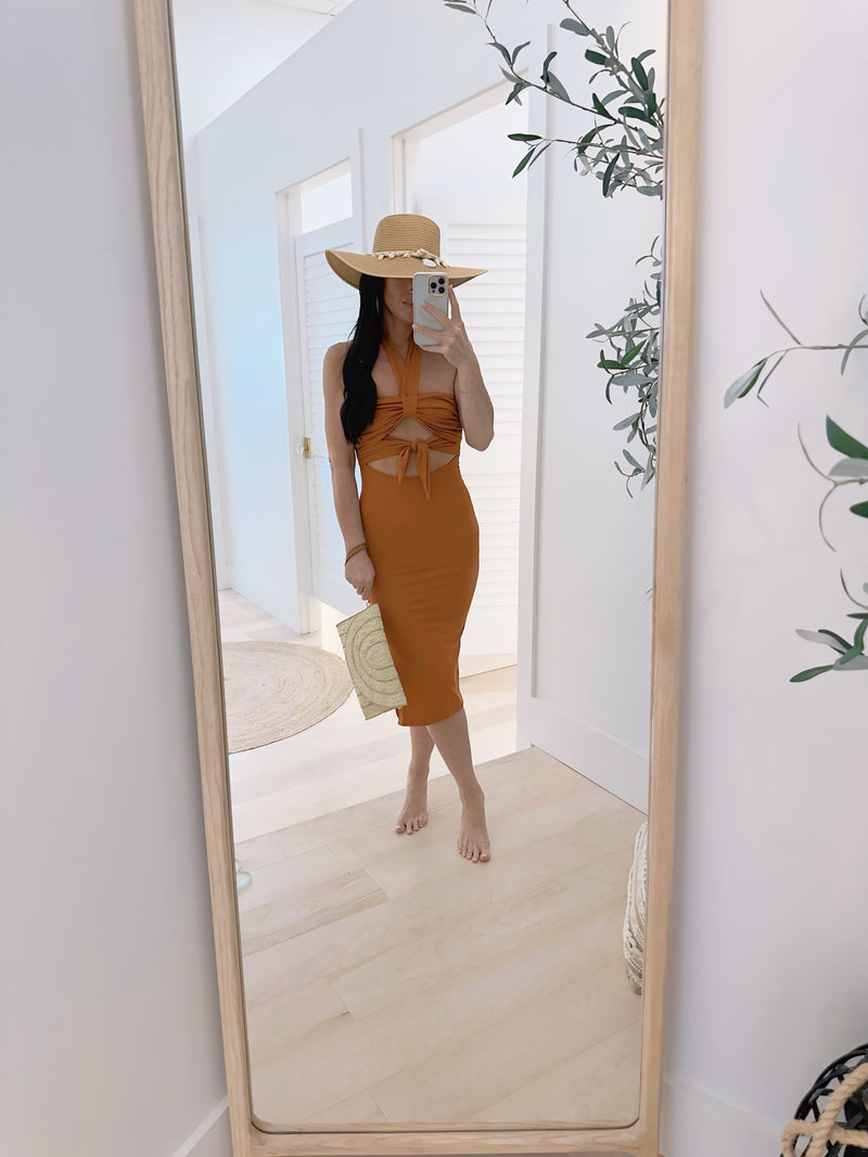 Tie Front Detail Rib Bodycon Dress