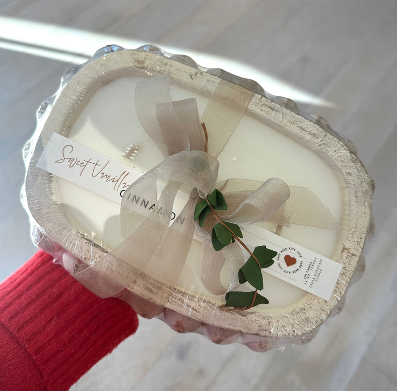 3 Wick Oval Dough Bowl Candle