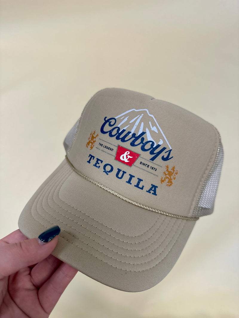 Tan Cowboys & Tequila Trucker Hat