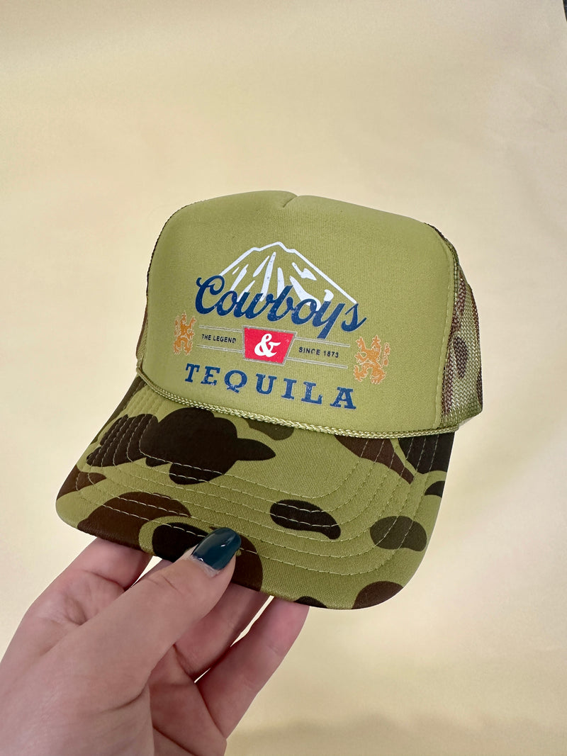 Camo Cowboys & Tequila Trucker Hat