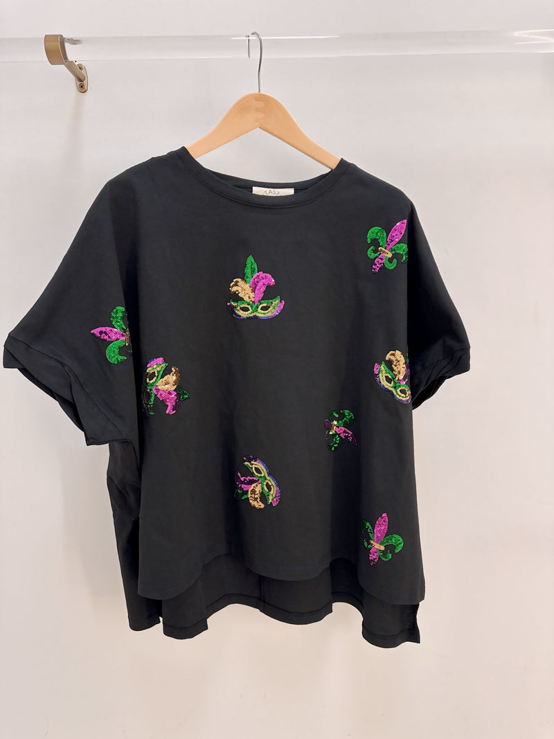Mardi Gras Mask Loose Fit Top