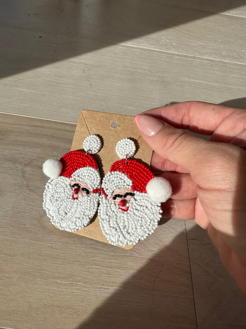 Beaded Santa Earrings