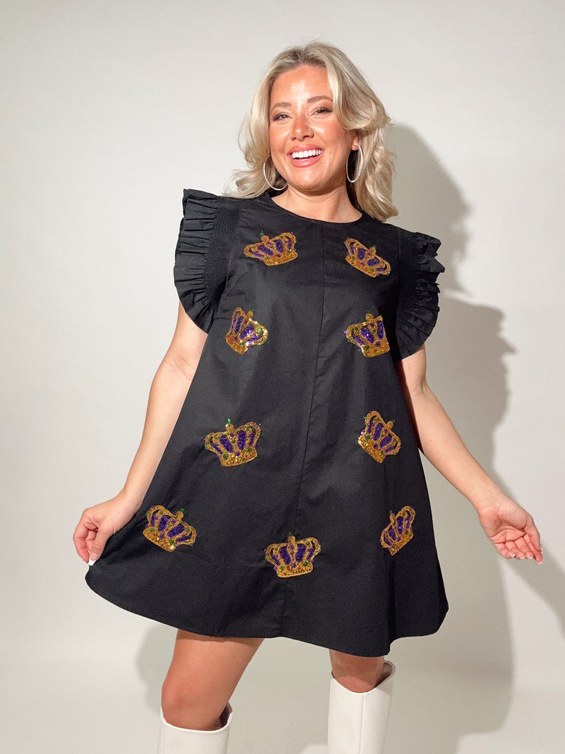 Mardi Ruffle Sleeve Sequin Dress