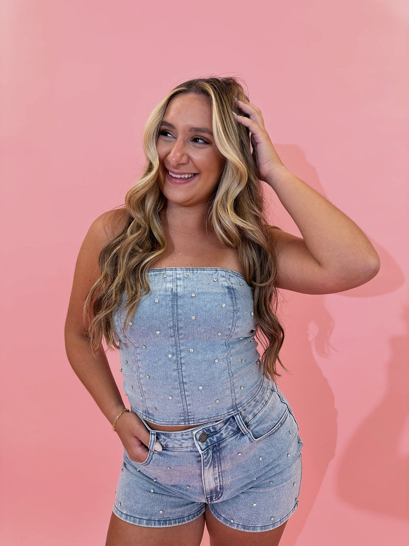 Rhinestone Barbie Crop