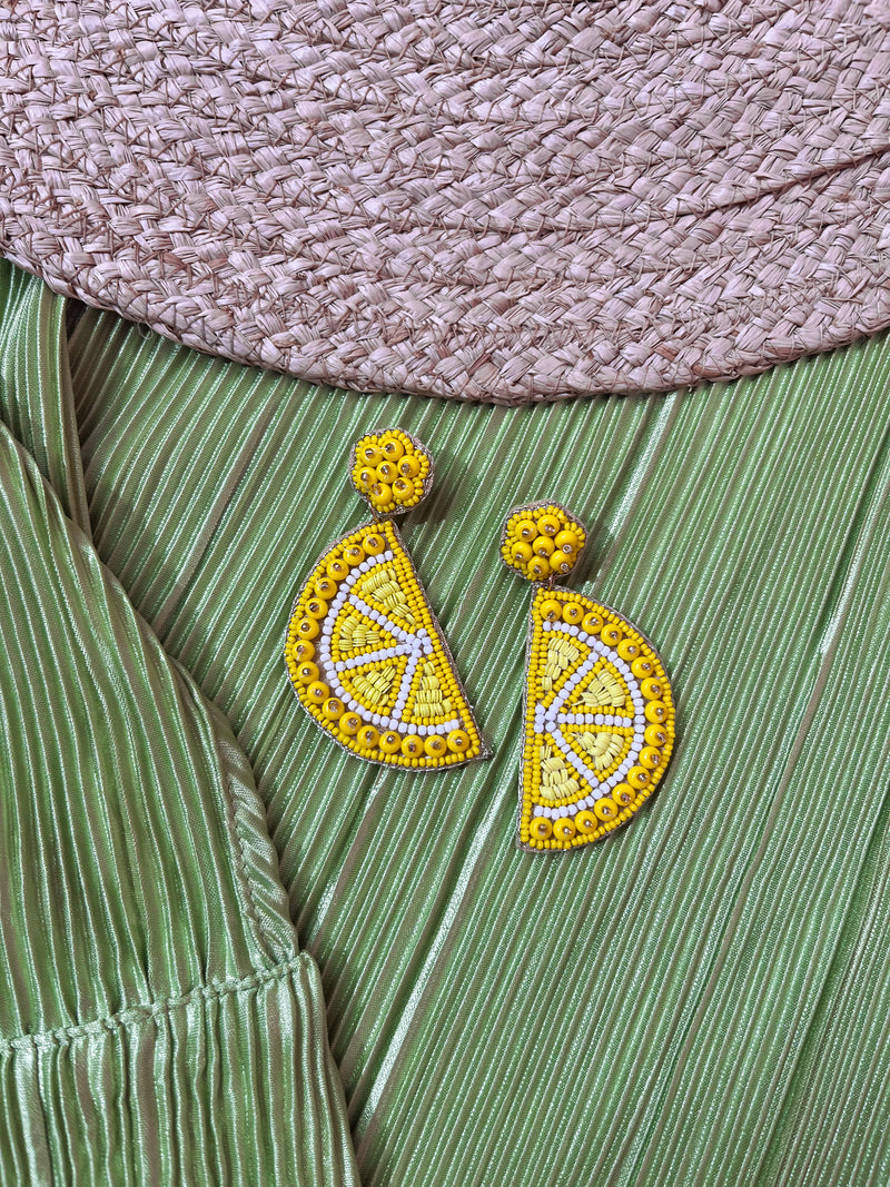Bead Lemon Slice Earrings