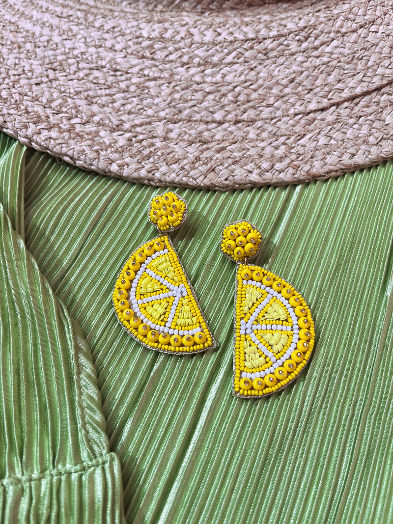 Bead Lemon Slice Earrings