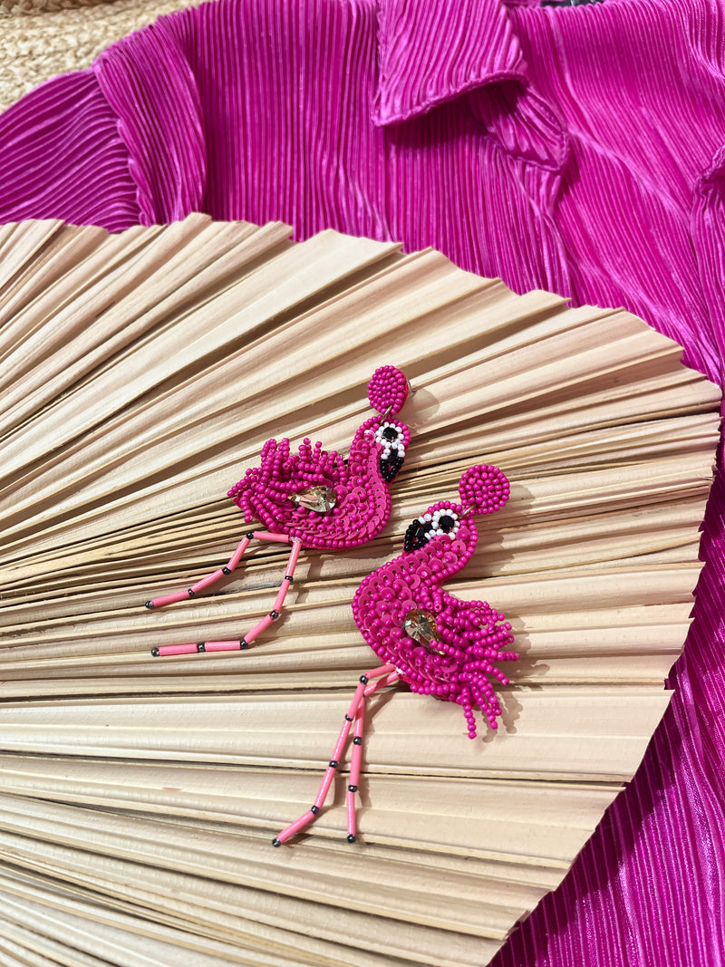 Bead Flamingo Earrings