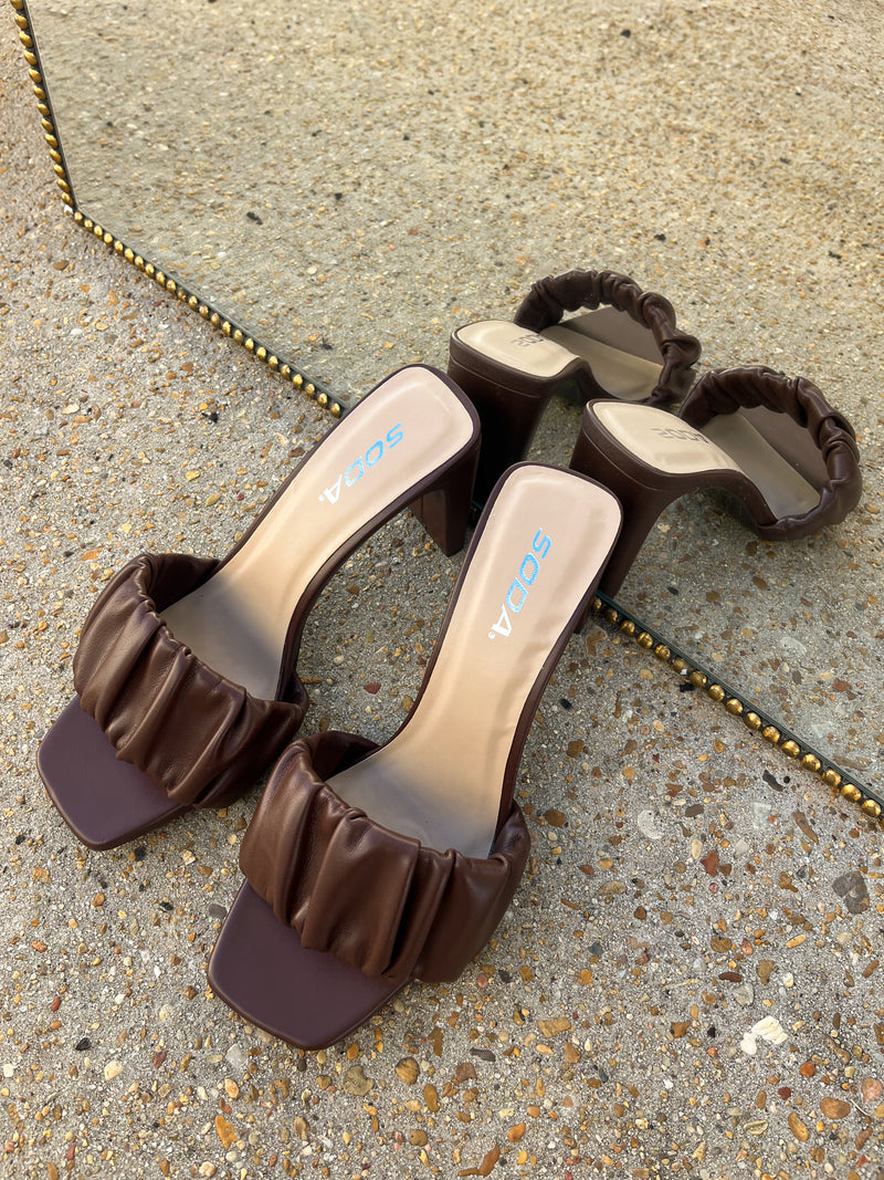 Ruched For Chocolate Heels