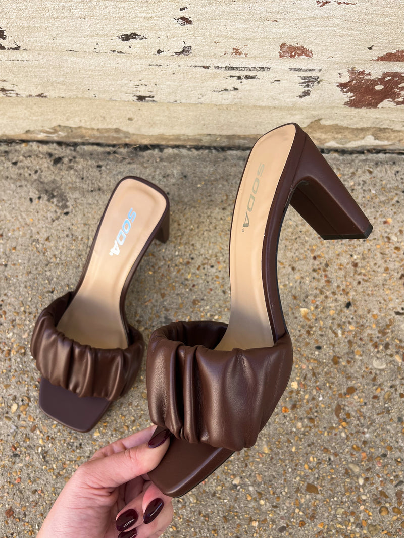 Ruched For Chocolate Heels