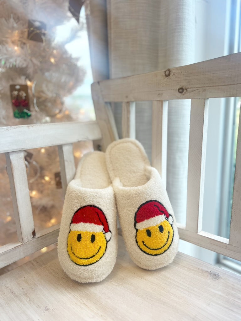 Happy Face Santa Slippers