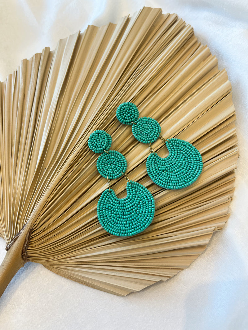 3 Bead Disk Earrings