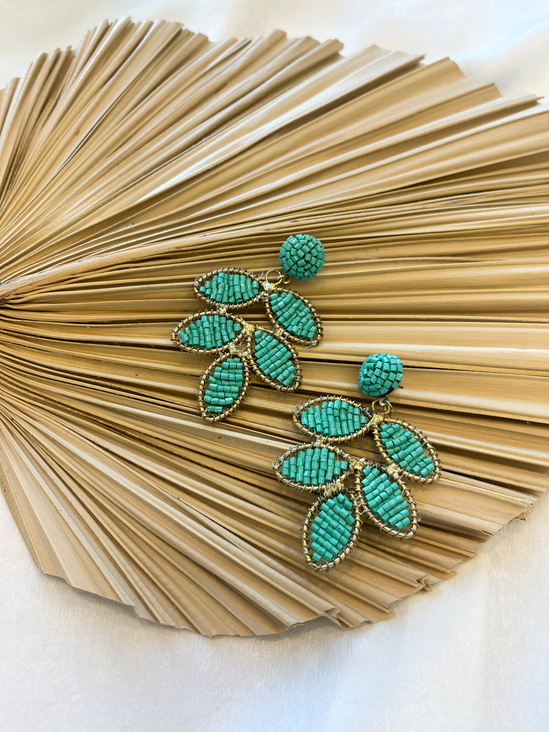 Leaf Bead Dangle Earrings