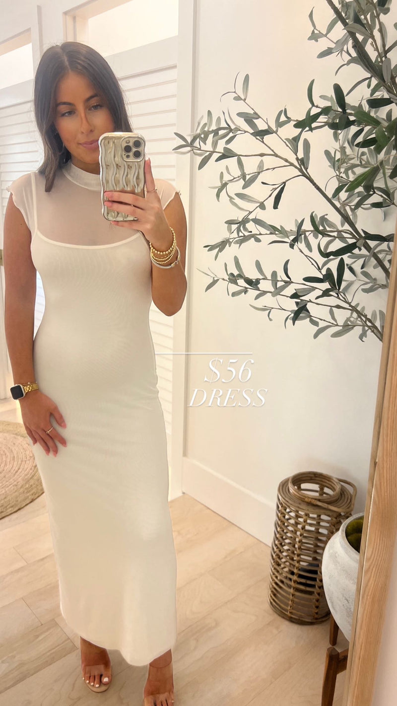 Chic Minimalist Mock Neck Maxi Dress
