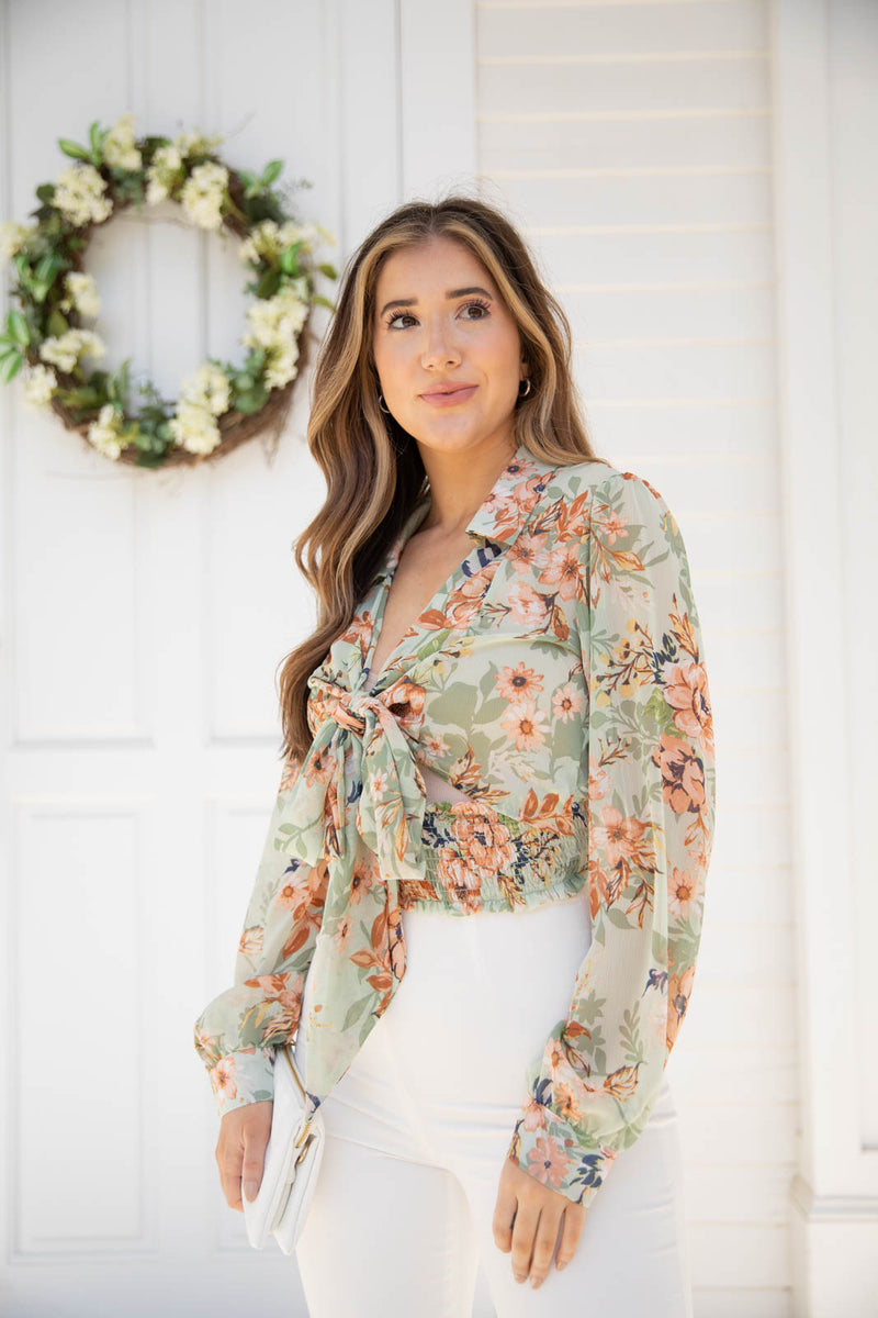 Sage In Mimosas Top