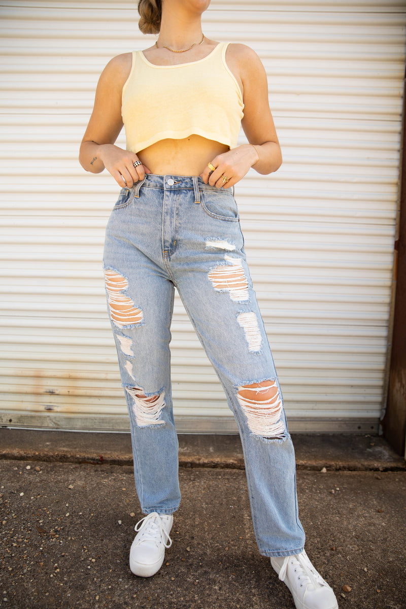 Vividly Dreaming Distressed Denim