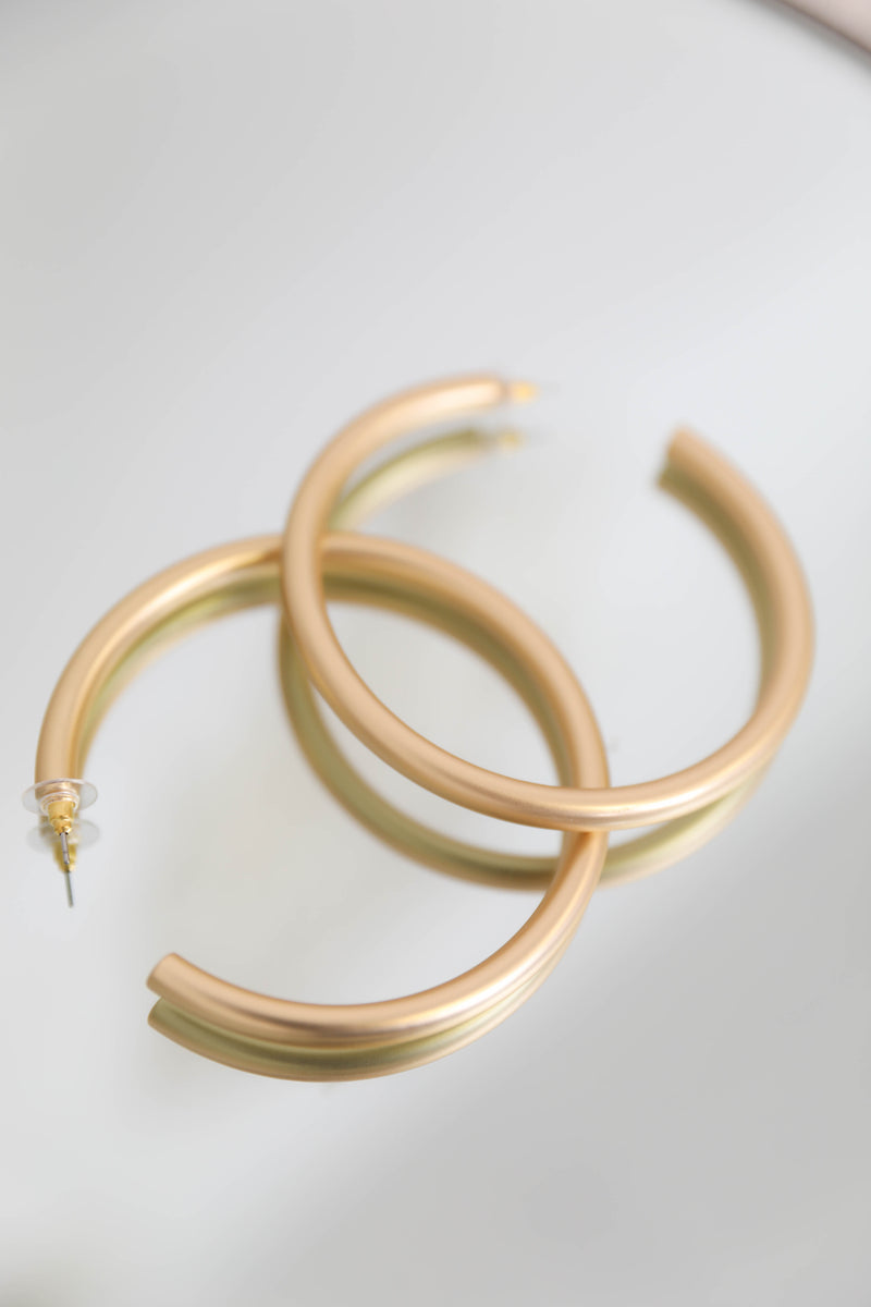 Large Gold Matte Hoops