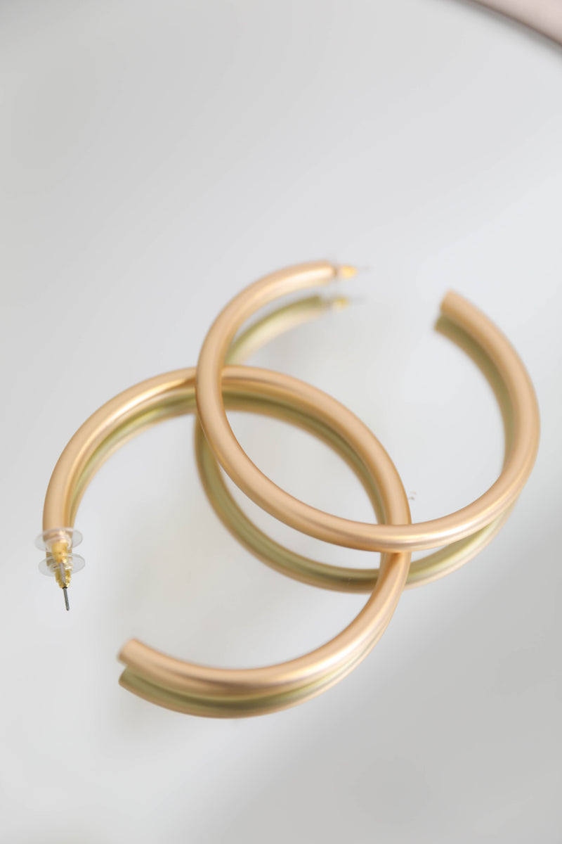 Large Gold Matte Hoops