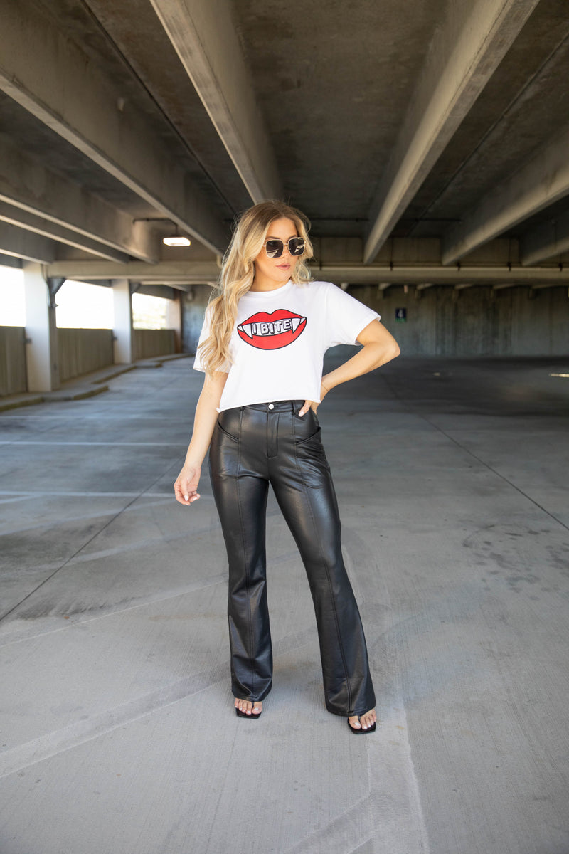 Carbon Black Leather Pants