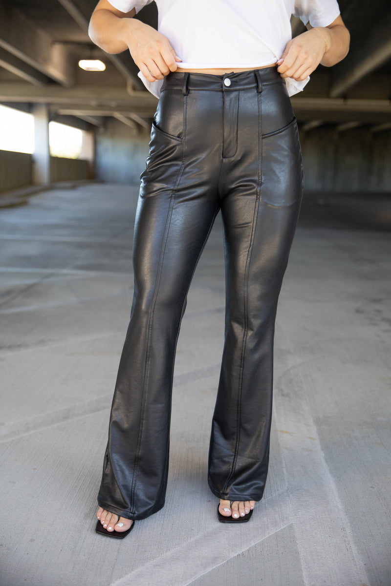 Carbon Black Leather Pants