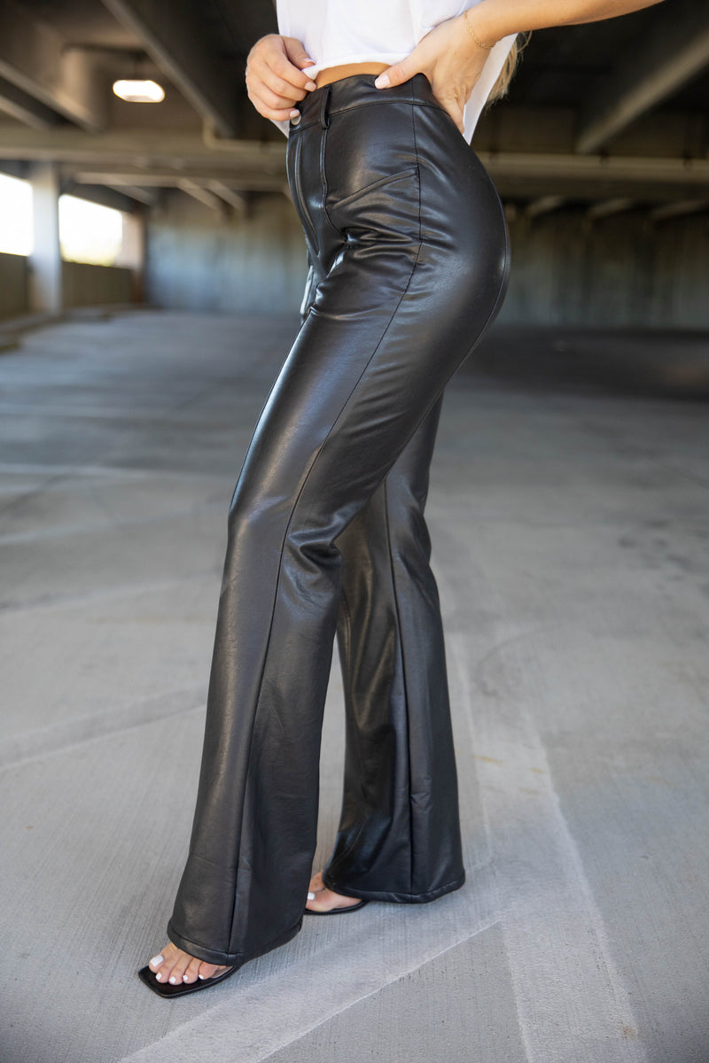 Carbon Black Leather Pants