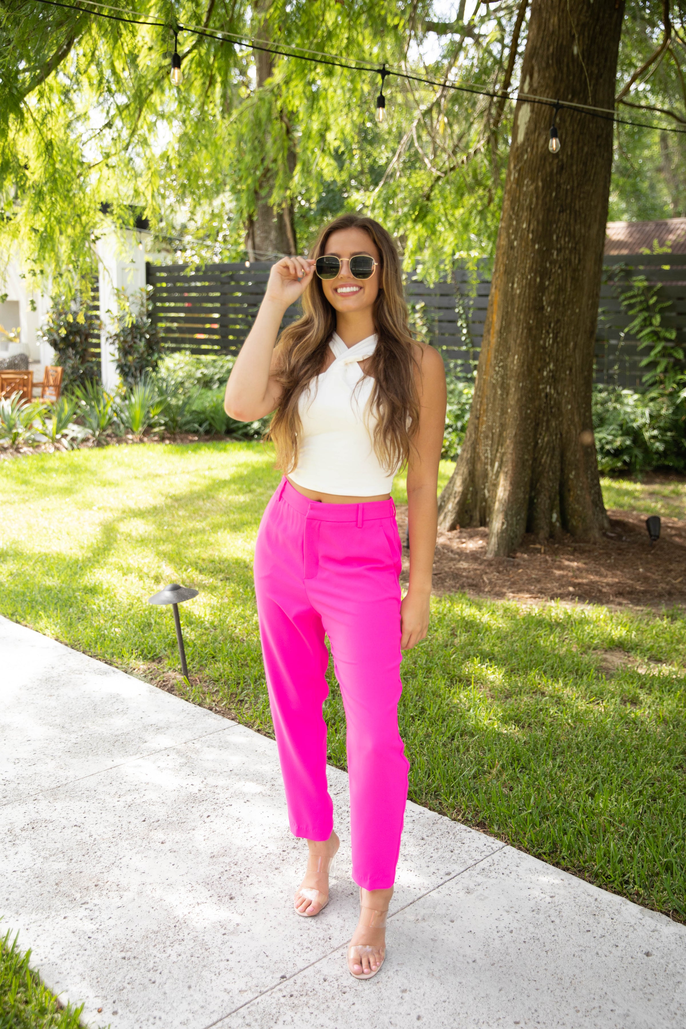 Judy Blue Reg/Plus Hot Pink Tummy Control Pink Faux Leather Pants –  Charming & Main
