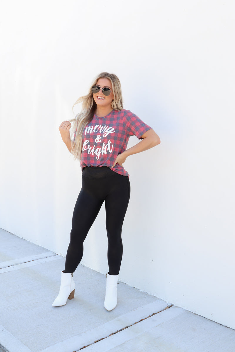 Merry & Bright Plaid Tee