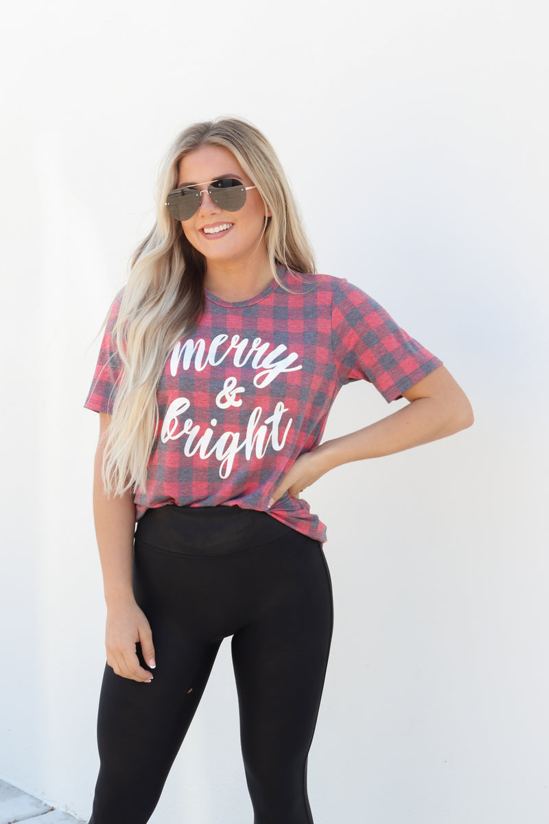 Merry & Bright Plaid Tee