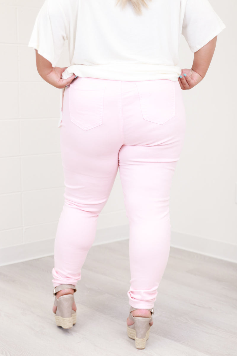 Pink Distressed Denims
