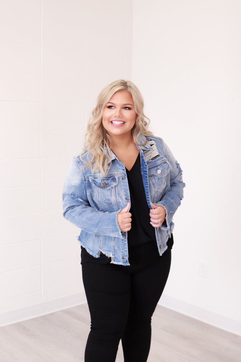 Dressy Distressed Denim Jacket