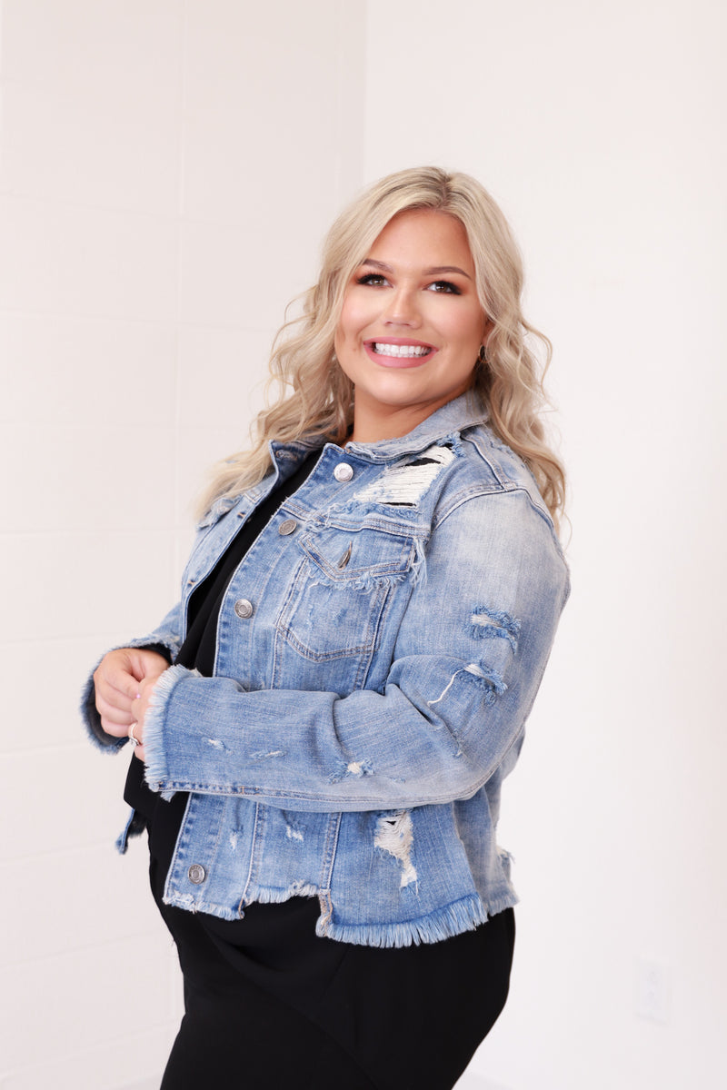 Dressy Distressed Denim Jacket