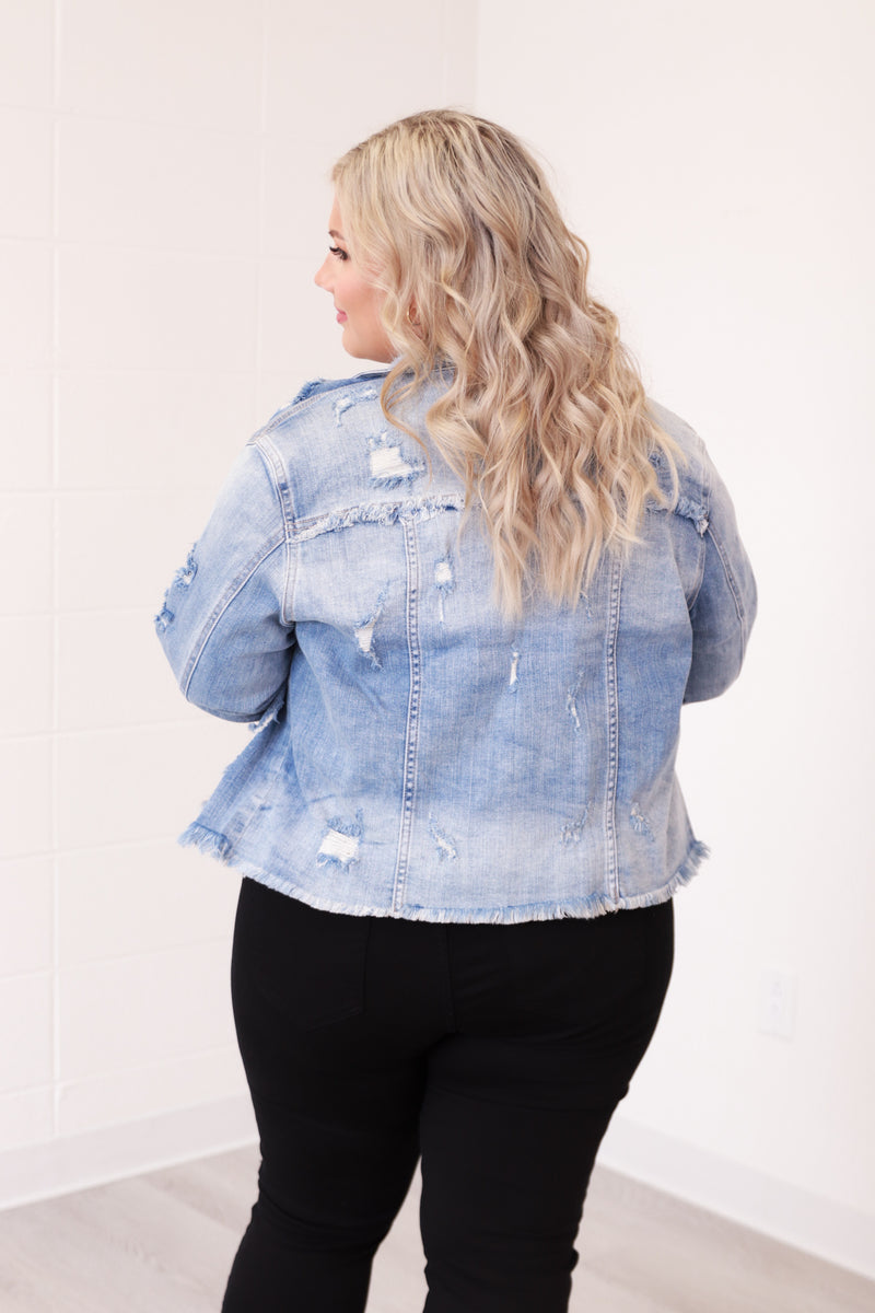 Dressy Distressed Denim Jacket