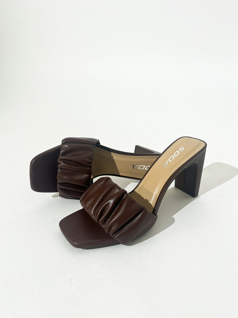 Ruched For Chocolate Heels