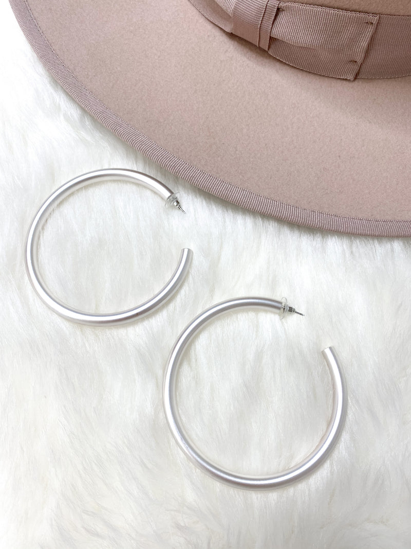 Silver Matte Hoops